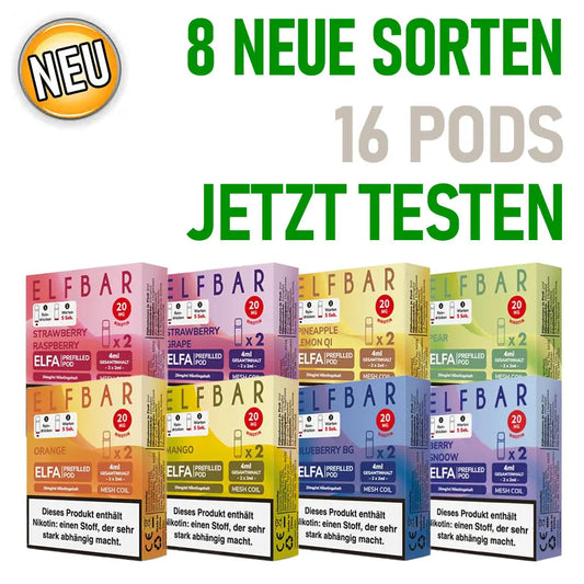 Elfbar Pods - Test Paket 8 neue Sorten 20mg